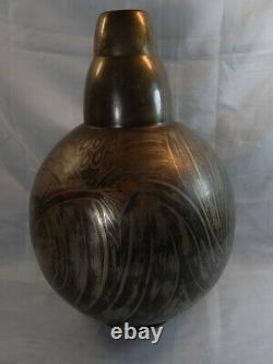 H Grunne Ancienne Rare Grand Vase Ovoide Dinanderie Art Deco Bronze Poisson Design