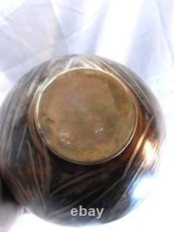 H. Grunne Rare Large Ovoid Dinanderie Art Deco Bronze Vase with Fish Design