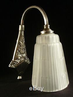 H. Mouynet Wall Art Deco Bronze And Nickel Tulip Glass Pressed 1930