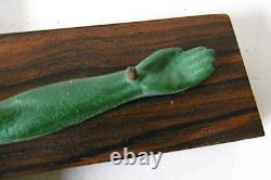 HARTMANN, ART DECO, BRONZE CHRIST GREEN ANTIQUE, MACASSAR CROSS-SIGN, circa 1935