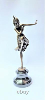 HINDU WOMAN DANCER ART DECO BRONZE FIGURE H39.3 cm