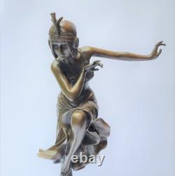 HINDU WOMAN DANCER ART DECO BRONZE FIGURE H39.3 cm