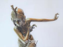 HINDU WOMAN DANCER ART DECO BRONZE FIGURE H39.3 cm