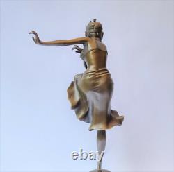 HINDU WOMAN DANCER ART DECO BRONZE FIGURE H39.3 cm