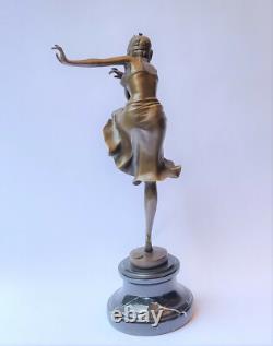 HINDU WOMAN DANCER ART DECO BRONZE FIGURE H39.3 cm