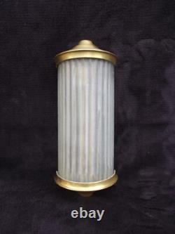 Half-moon shaped wall sconce in glass and bronze metal circa 1930 Art Deco