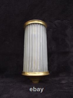 Half-moon shaped wall sconce in glass and bronze metal circa 1930 Art Deco