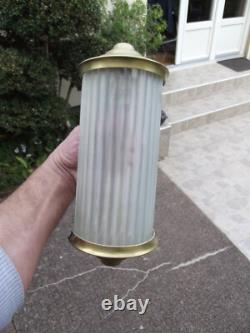 Half-moon shaped wall sconce in glass and bronze metal circa 1930 Art Deco