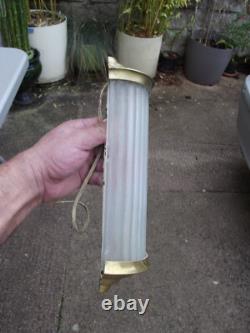 Half-moon shaped wall sconce in glass and bronze metal circa 1930 Art Deco