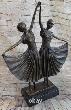 Handmade Bronze Sculpture of Chiparus Twin Dancers Art Deco Statue
