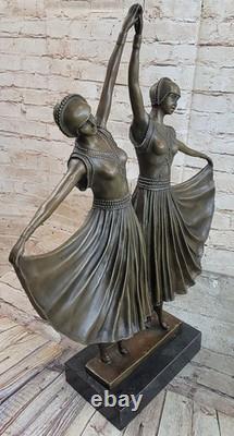 Handmade Bronze Sculpture of Chiparus Twin Dancers Art Deco Statue