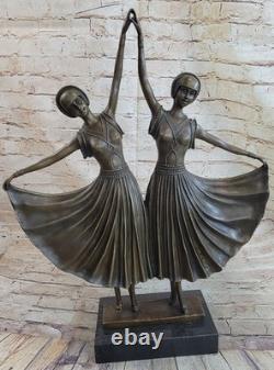 Handmade Bronze Sculpture of Chiparus Twin Dancers Art Deco Statue