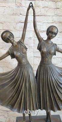 Handmade Bronze Sculpture of Chiparus Twin Dancers Art Deco Statue Handmade Bronze Sculpture of Chiparus Twin Dancers Art Deco Statue