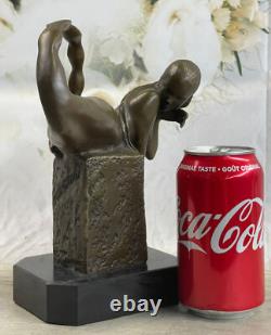 Handmade Erotic Art Deco Nude Mermaid Bronze Sculpture, Lost-Wax Cast