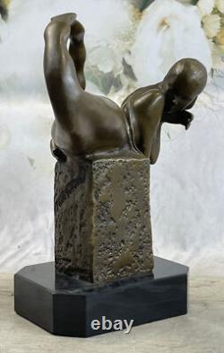 Handmade Erotic Art Deco Nude Mermaid Bronze Sculpture, Lost-Wax Cast