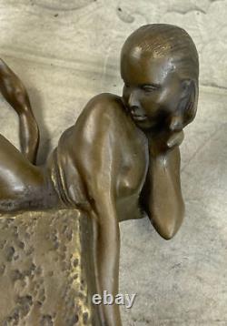Handmade Erotic Art Deco Nude Mermaid Bronze Sculpture, Lost-Wax Cast