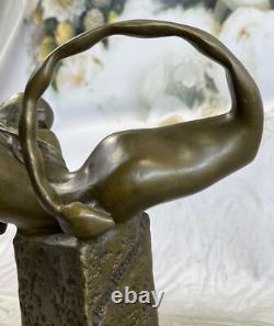 Handmade Erotic Art Deco Nude Mermaid Bronze Sculpture, Lost-Wax Cast