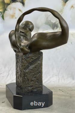 Handmade Erotic Art Deco Nude Mermaid Bronze Sculpture, Lost-Wax Cast