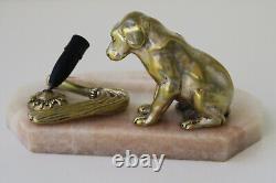 Henri PAYEN (1894-1933) Bronze Sculpture Puppy Pen Holder Art Deco approx. 1920