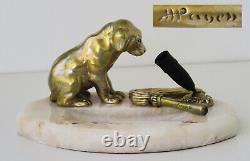 Henri PAYEN (1894-1933) Bronze Sculpture Puppy Pen Holder Art Deco ca 1920