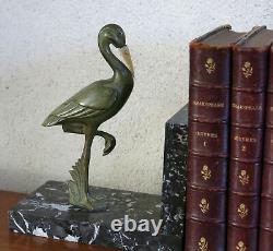 Herons, Pair Of Gual, Heron, Crane, Stork, Bronze, Art Deco, Gual