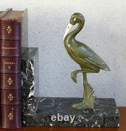 Herons, Pair Of Gual, Heron, Crane, Stork, Bronze, Art Deco, Gual