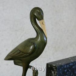 Herons, Pair Of Gual, Heron, Crane, Stork, Bronze, Art Deco, Gual