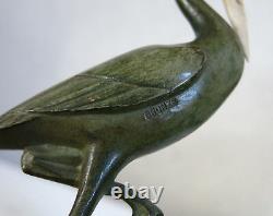 Herons, Pair Of Gual, Heron, Crane, Stork, Bronze, Art Deco, Gual