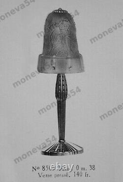 Hettier Vincent & Lamp Art Deco Bronze Cataloged & Pressed Glass Tulip 1930