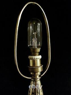 Hettier Vincent & Lamp Art Deco Bronze Cataloged & Pressed Glass Tulip 1930