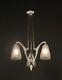 Hettier & Vincent / Model-verdun Art Deco Silvered Bronze And Molded Glass Chandelier