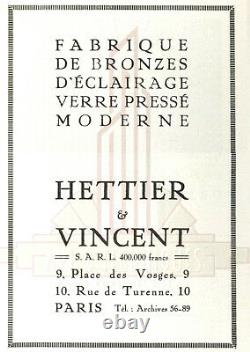 Hettier & Vincent Pair D Appliqués Art Deco And Pressed Glass And Nickelé Bronze