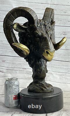 High-end Art Deco Artisanal Bronze Rams Head Desk Sculpture Closeout Sale