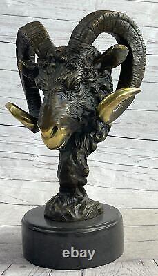 High-end Art Deco Artisanal Bronze Rams Head Desk Sculpture Closeout Sale