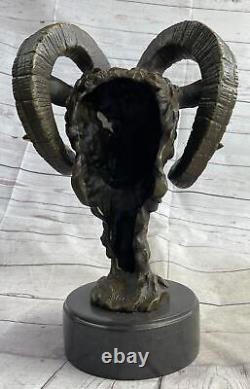 High-end Art Deco Artisanal Bronze Rams Head Desk Sculpture Closeout Sale