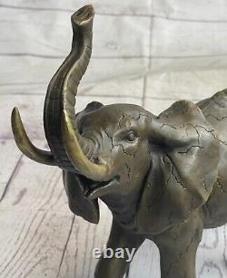 Huge Art Deco Wildlife Elephant By Bugatti Bronze Fonte Statue Sculpture