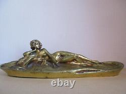 Important Gilded Bronze Signed Maxime. Naked Young Woman. Art-nouveau / Art Deco