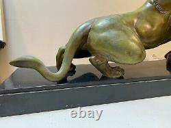 Important Lion Irenee Rene Rochard Sculpture Bronze Skate Art Deco Cubism Fonte