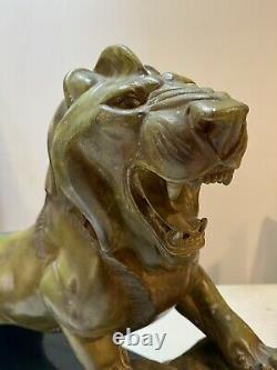 Important Lion Irenee Rene Rochard Sculpture Bronze Skate Art Deco Cubism Fonte