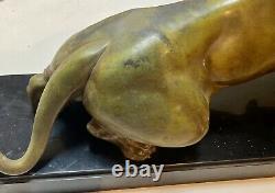 Important Lion Irenee Rene Rochard Sculpture Bronze Skate Art Deco Cubism Fonte