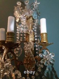 Important Pair Of Bronze And Crystal Appliques