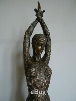 Important Woman Statue Sculpture Art Deco Style After Chiparus Modern