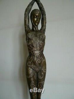 Important Woman Statue Sculpture Art Deco Style After Chiparus Modern