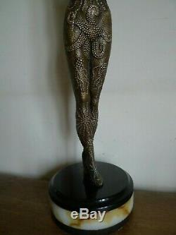 Important Woman Statue Sculpture Art Deco Style After Chiparus Modern