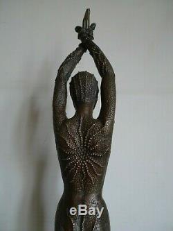 Important Woman Statue Sculpture Art Deco Style After Chiparus Modern