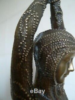 Important Woman Statue Sculpture Art Deco Style After Chiparus Modern