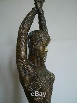 Important Woman Statue Sculpture Art Deco Style After Chiparus Modern