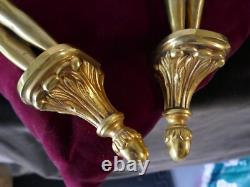 Important pair of gilded bronze candelabra 6 kg with loves H 35cm, 20th century style