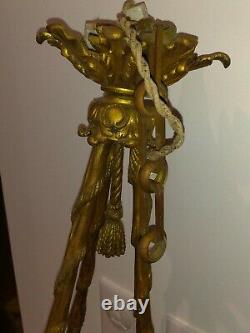 Imposing Lustre Former In Bronze, 19th, 4 Lamps. No Daum, No Muller
