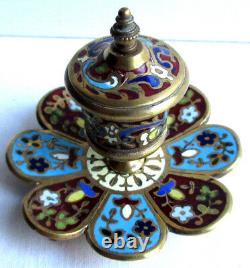 Ink Art Deco, Flower Shape With 8 Petals, Blue And Garnet Partitioned, Marked 875